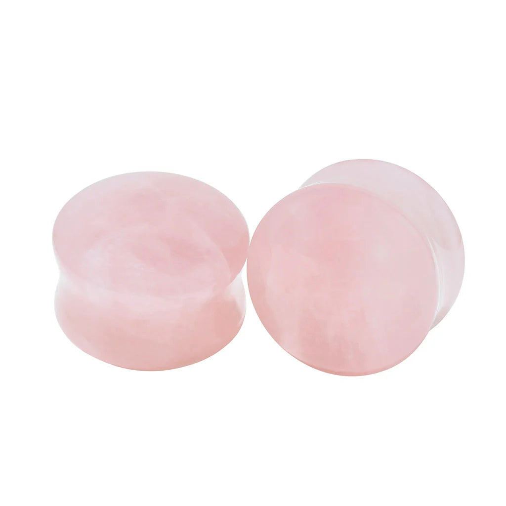 Diablo Organics Rose Quartz Stone Plugs (8 gauge - 1 inch)