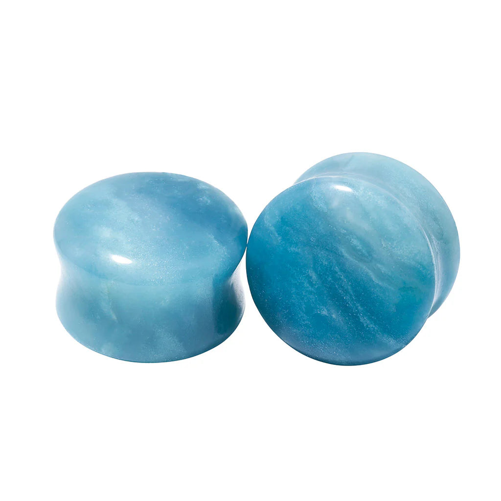 Diablo Organics Amazonite Stone Plugs (8 gauge - 1 inch)