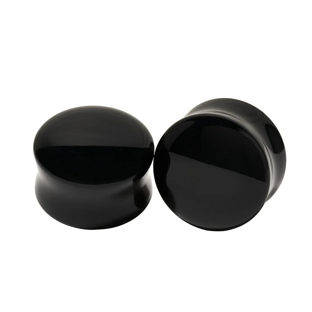 Diablo Organics Black Obsidian Stone Plugs (8 gauge - 1 inch)
