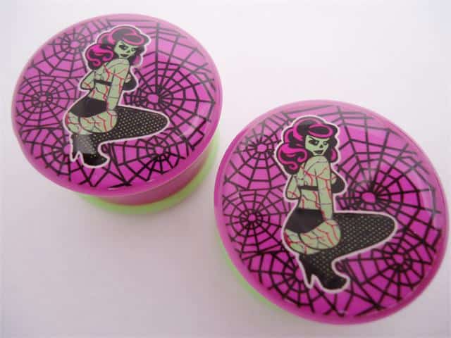 Zombie Pinup Girl Plugs (2 gauge - 1 inch)