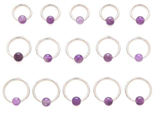Stone Captive Bead Rings (16 gauge)