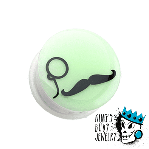 Mustache Glow In Dark Plugs (2 gauge - 1 inch)