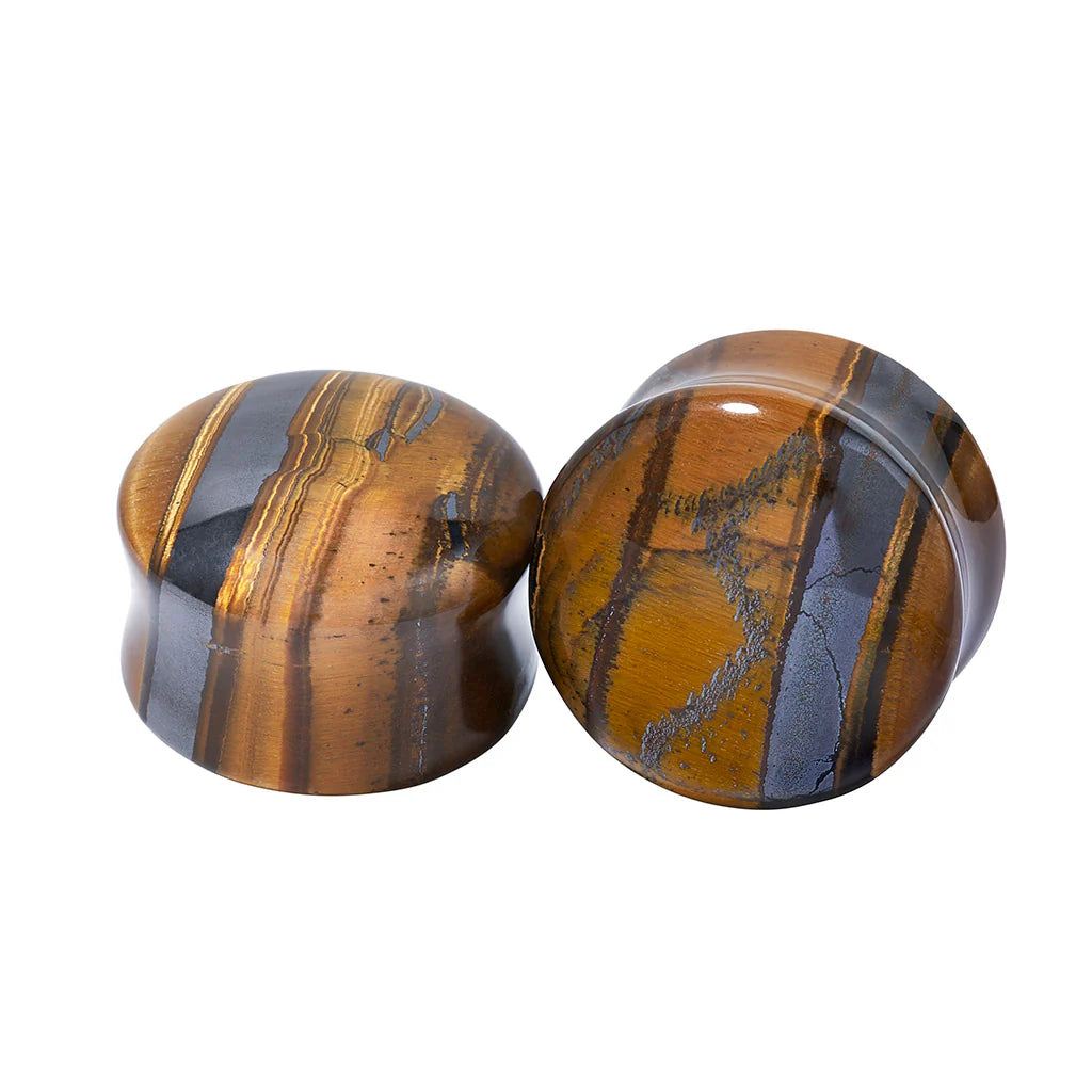 Diablo Organics Yellow Tiger's Eye Stone Plugs (8 gauge - 1 inch)