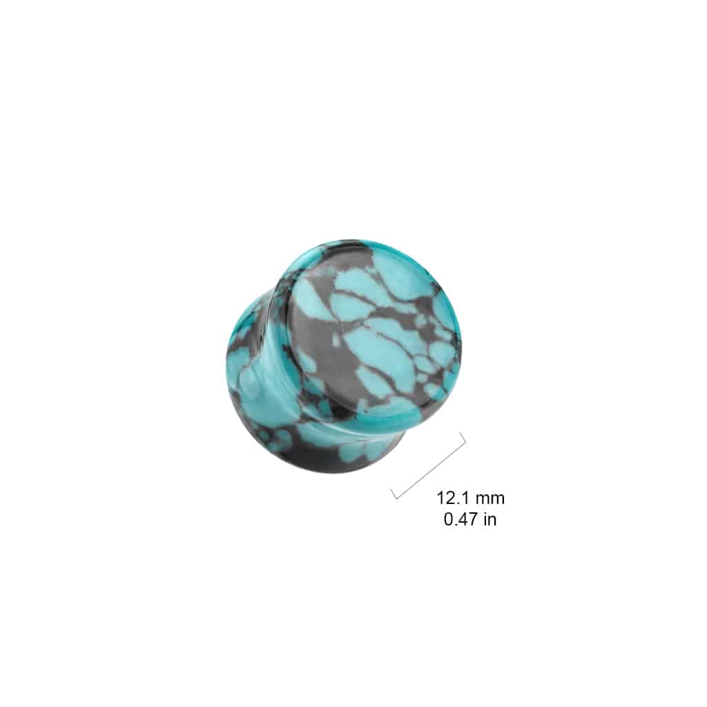Teal Black Turquoise Stone Double Flare (2 gauge - 1 inch)