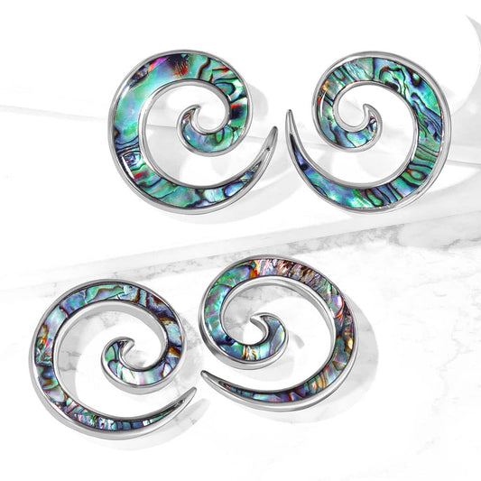 Abalone Inlaid Steel Spirals (2g-0g)