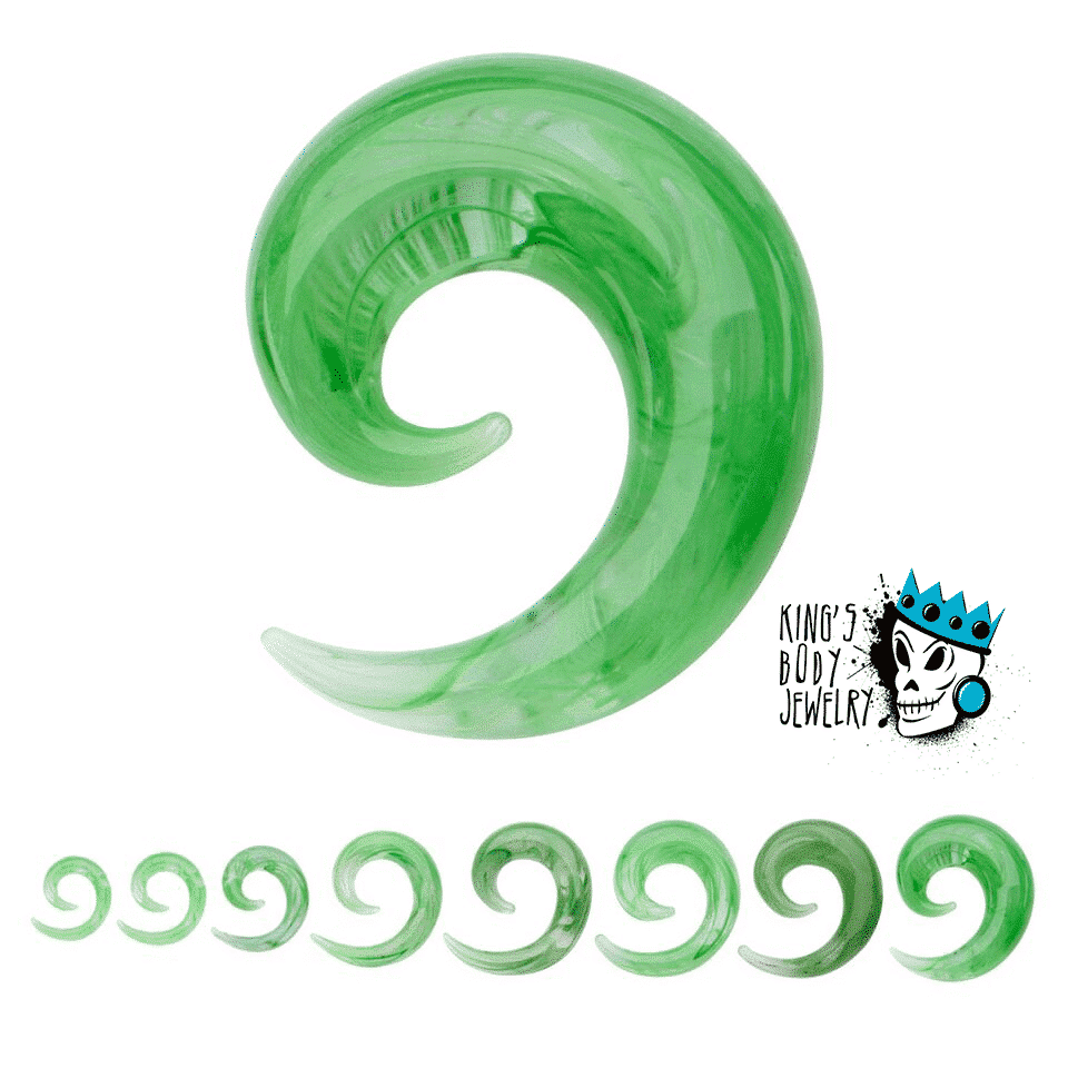 Green Marbleized Glass Simple Spirals (4 gauge - 1/2 inch)