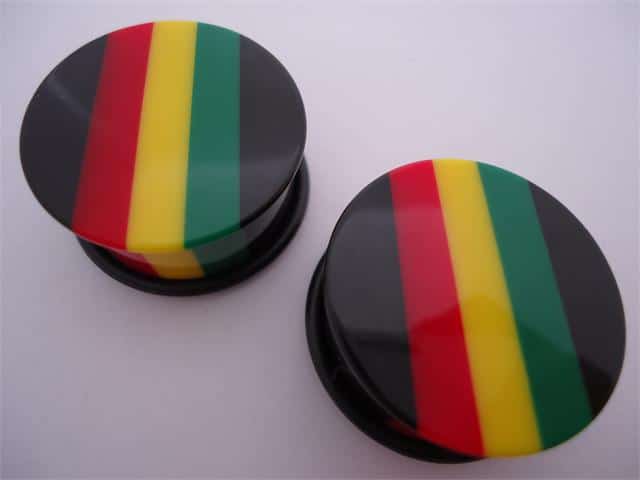 Rasta Striped Plugs (6 gauge - 1 inch)