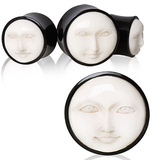 Carved Moon Face Plugs (9/16 inch - 15/16 inch)