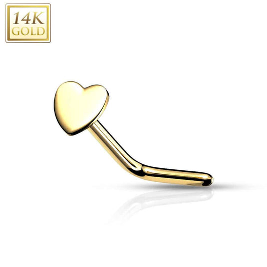 14 Karat Heart Gold Nostril Screw (20 gauge)