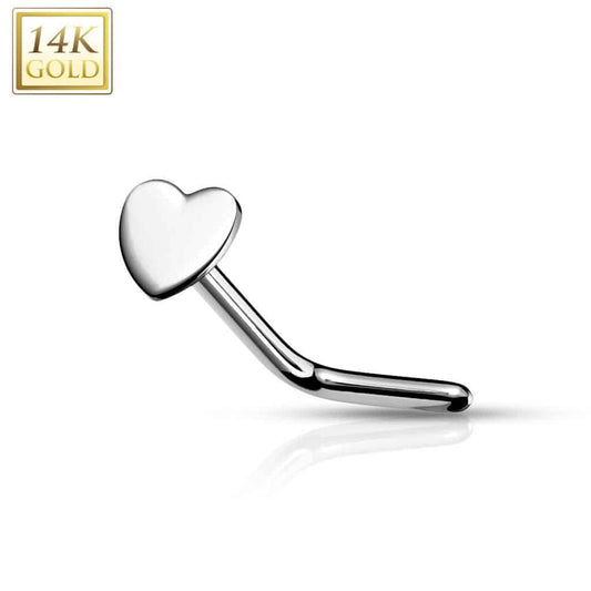 14 Karat Heart White Gold Nostril Screw (20 gauge)