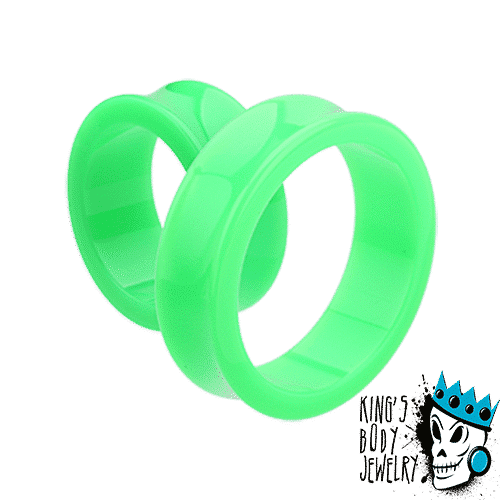Green Acrylic Double Flare Tunnels (1 1/8 inch - 2 inch)