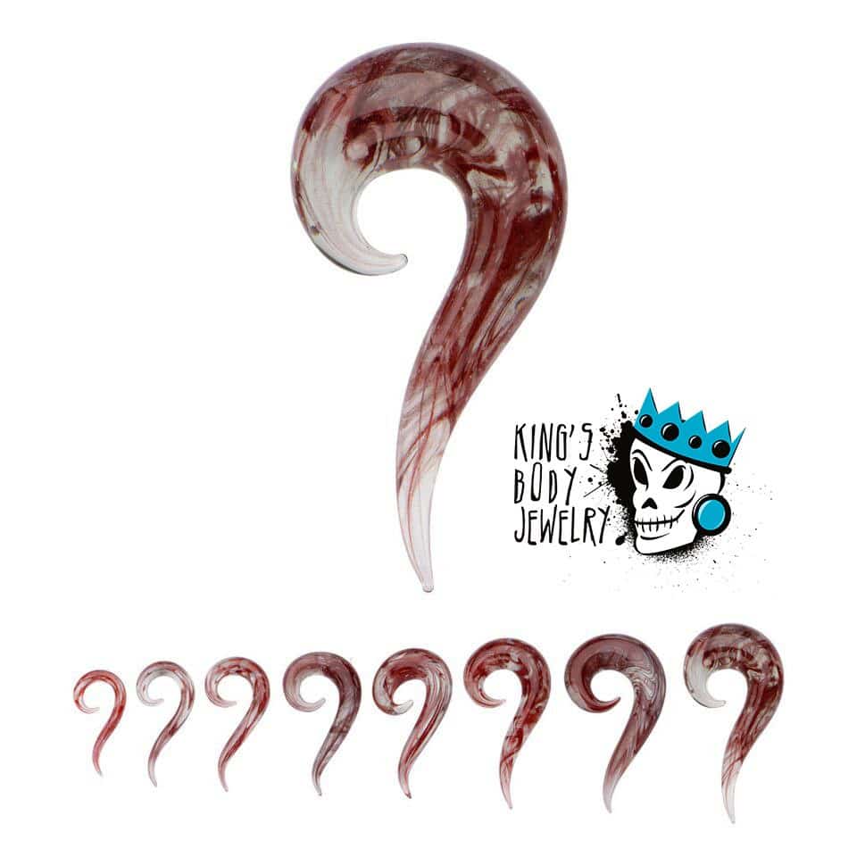 Rust Marbleized Glass Spiral Tails (6 gauge - 1/2 inch)