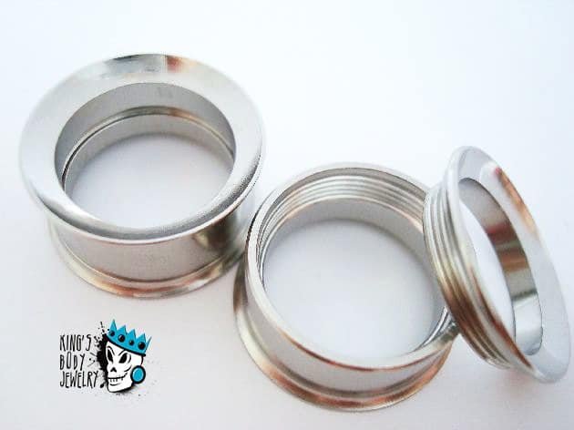 Stainless Steel INTERNALLY THREADED Tunnels - (10 gauge - 2 inch)