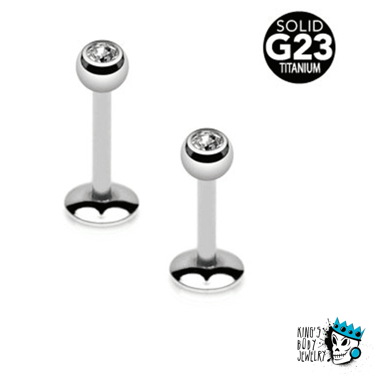 Titanium Internally Threaded Bling Labret Ring (16 gauge - 14 gauge)