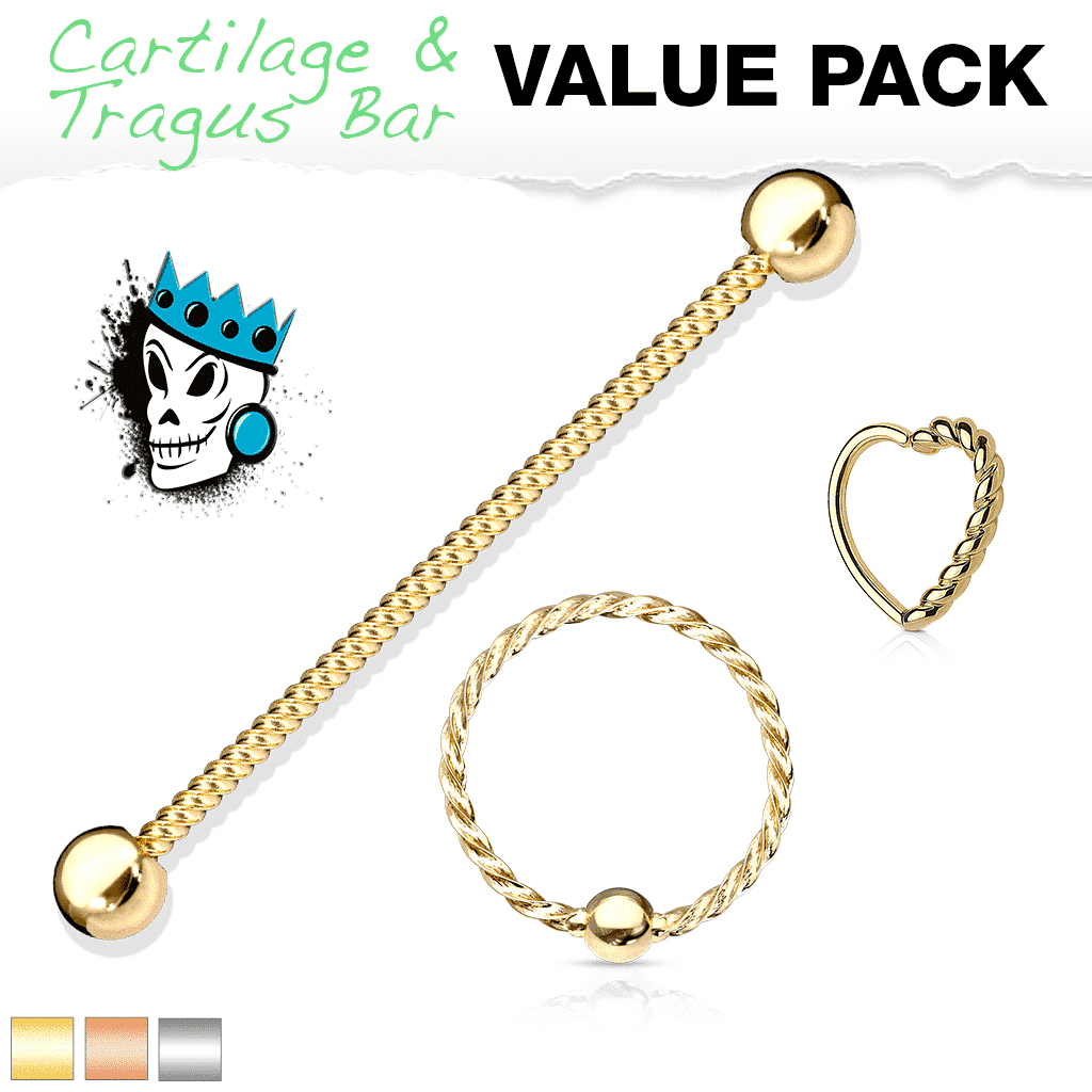 3 Piece Twisted Rope Jewelry Set (16 & 14 gauge)