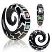 Buffalo Horn Spirals w/ Abalone Shell Inlay (2 gauge - 00 gauge)