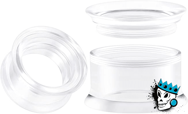 Clear Acrylic Internally Threaded Tunnels (8 gauge - 1 inch)
