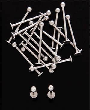 Cheek Barbells with CZ Jewel (16 gauge)