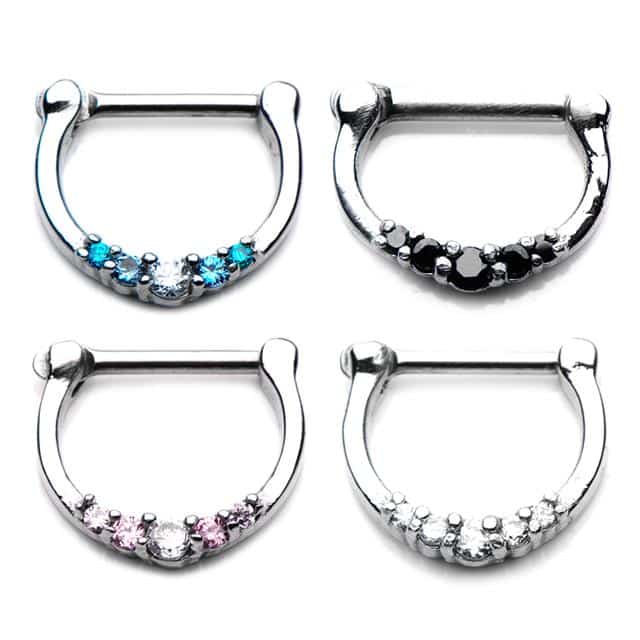 Clear Jeweled Septum Clicker (16 gauge - 14 gauge)