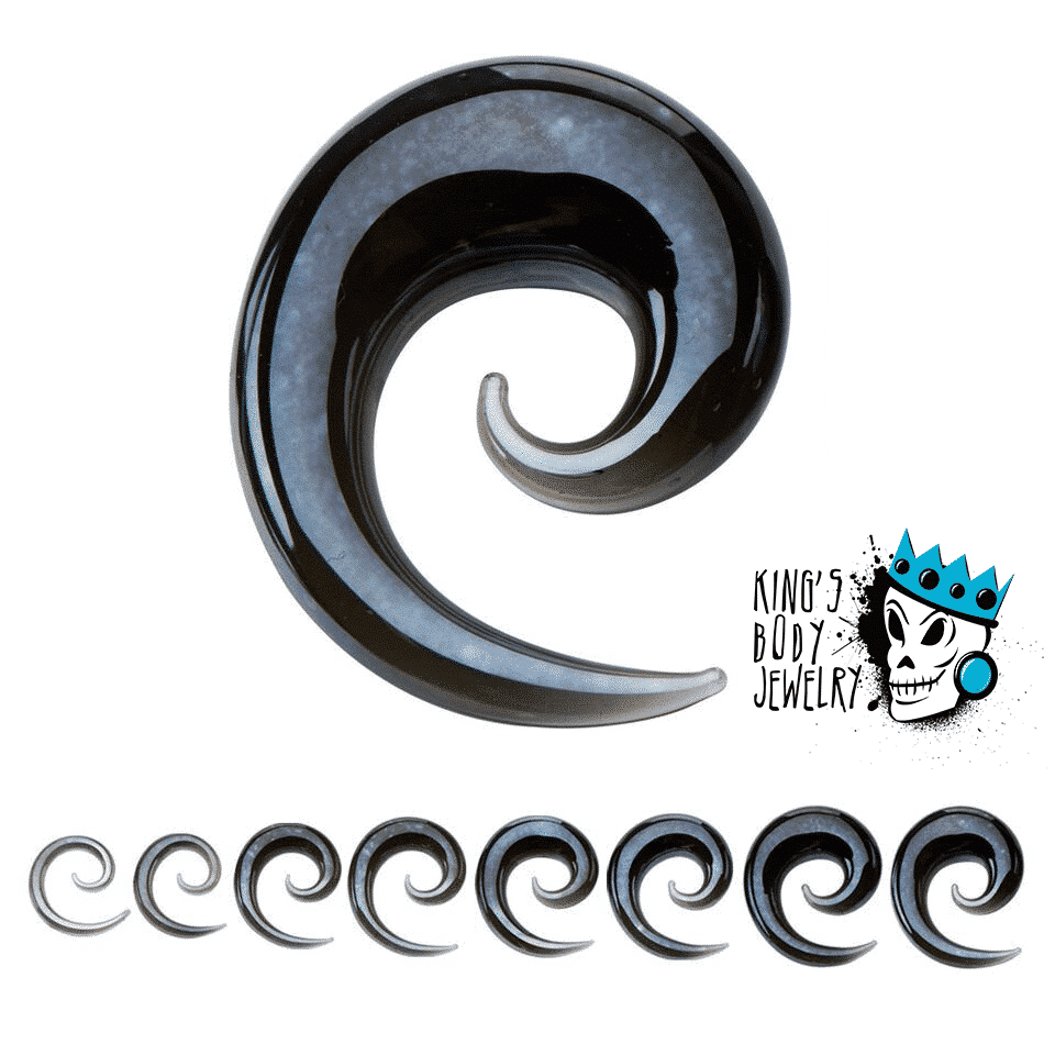 Metallic Gray Marbleized Glass Simple Spirals (6 gauge - 1/2 inch)