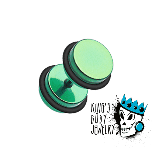 Green Anodized Fake Steel Plugs (16 gauge)
