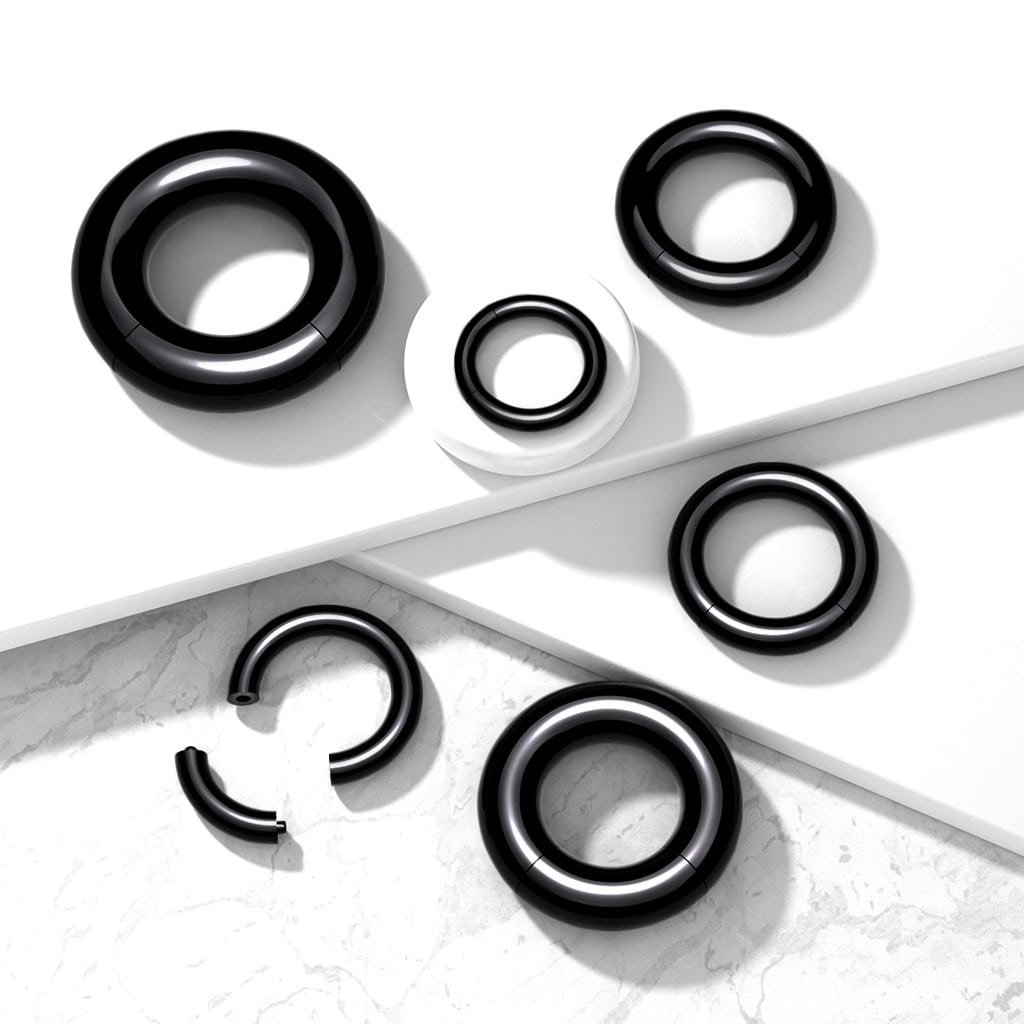 Black Acrylic Segment Rings (8 gauge - 00 gauge)