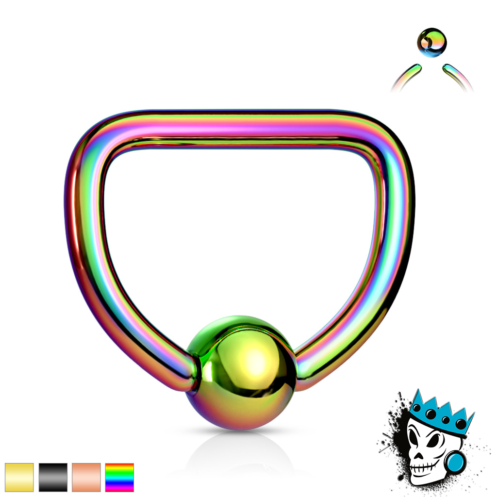 Anodized Steel D Shaped Captive Bead Rings - Various Colors (16 gauge)