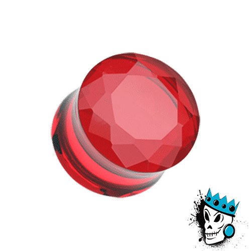 Red Facet Cut Glass Plugs (8 gauge - 1 inch)