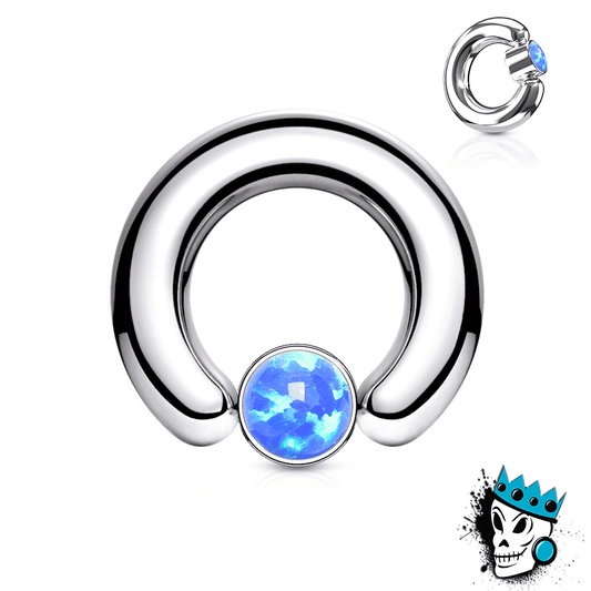 Big Blue Opal Captive Bead Rings (12 gauge - 2g)