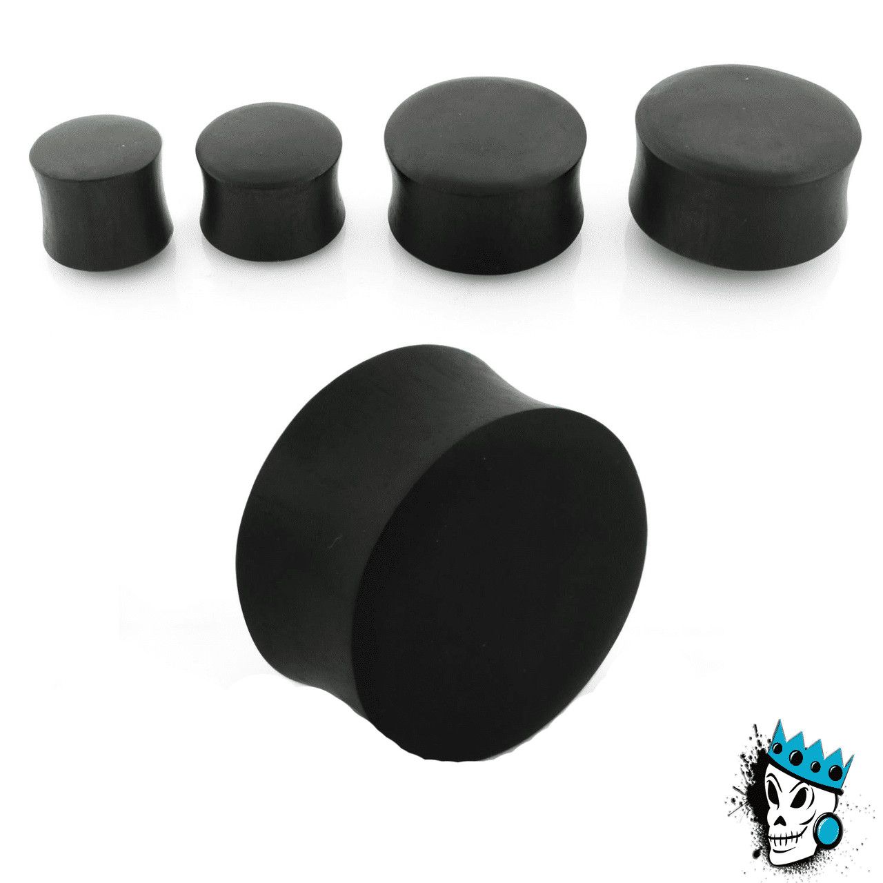 Black Areng Wood Concave Plugs (1 inch - 2 inch)