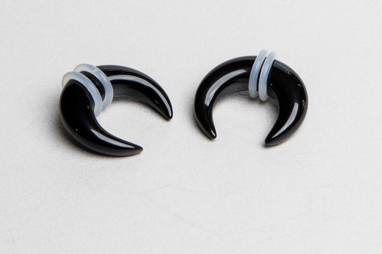 Black Obsidian Stone Pinchers (4 gauge - 12 mm)