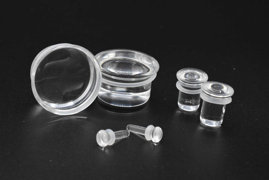 Clear Single Flare Glass Plugs (8 gauge - 1 inch)