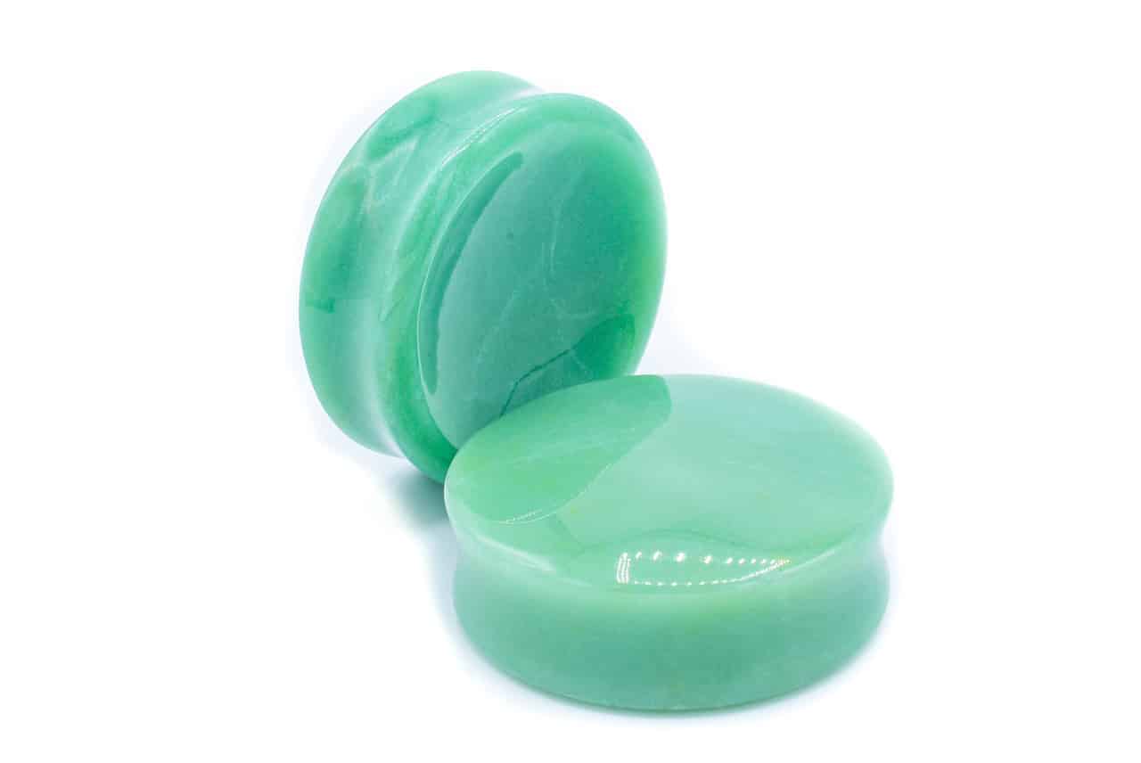 Green Aventurine Concave/Convex Stone Plugs (8 gauge - 1 7/8 inch)