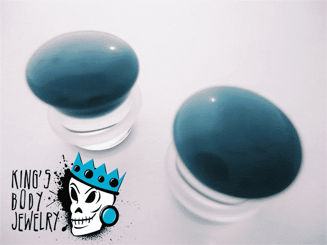 Gorilla Glass Aqua Color Front Single Flare Plugs (12 gauge - 1 inch)