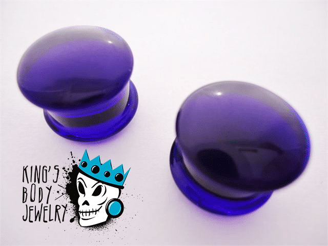 Gorilla Glass Cobalt Blue Solid Double Flare Plugs (8 gauge - 1/2 inch)