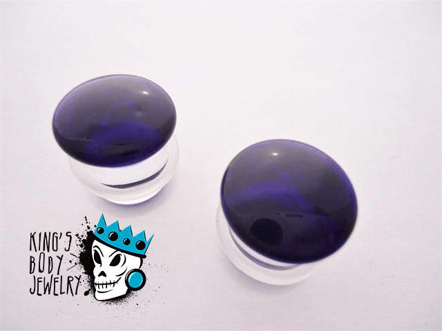 Gorilla Glass Cobalt Blue Color Front Single Flare Plugs (12 gauge - 1 inch)