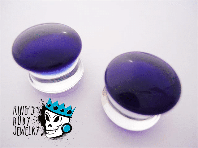 Gorilla Glass Cobalt Blue Color Front Double Flare Plugs (8 gauge - 1 inch)