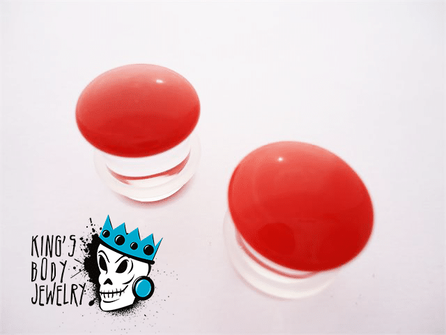 Gorilla Glass Orange Color Front Single Flare Plugs (12 gauge - 1/2 inch)