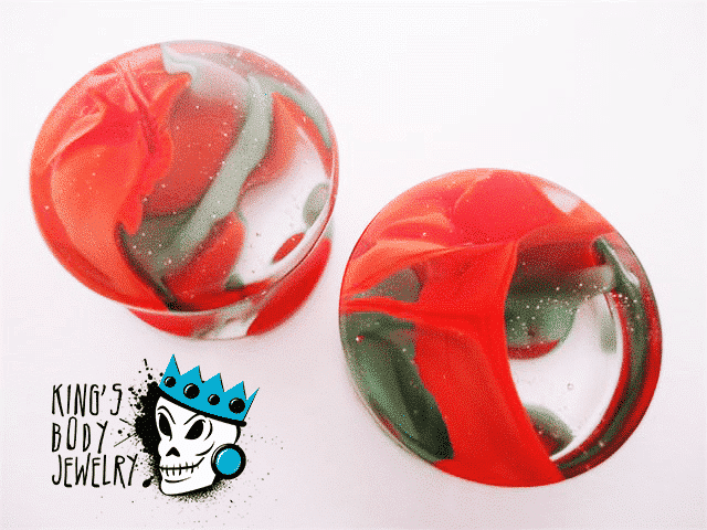 Gorilla Glass Green and Orange Power Plugs (0 gauge - 1 inch)