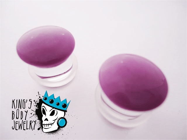 Gorilla Glass Purple Color Front Single Flare Plugs (12 gauge - 1/2 inch)