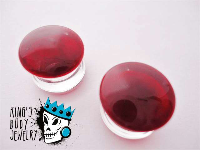 Gorilla Glass Ruby Color Front Double Flare Plugs (8 gauge - 1 inch)