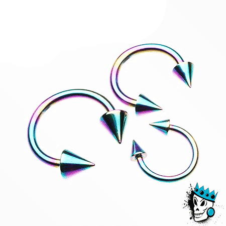 Multicolored Steel Circular Barbells with Spikes (16 gauge - 14 gauge)