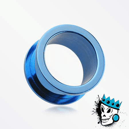 Blue Stainless Steel Flesh Tunnels (14 gauge - 1 inch)
