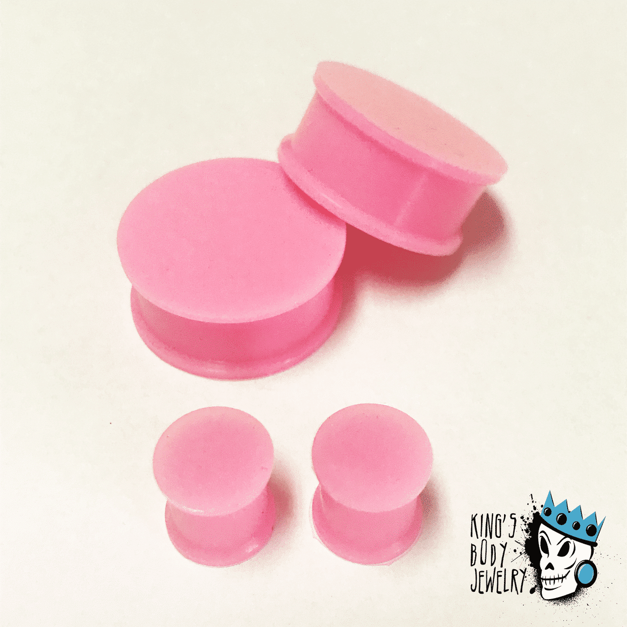 Pink Solid Silicone Plugs (8 gauge - 1 inch)