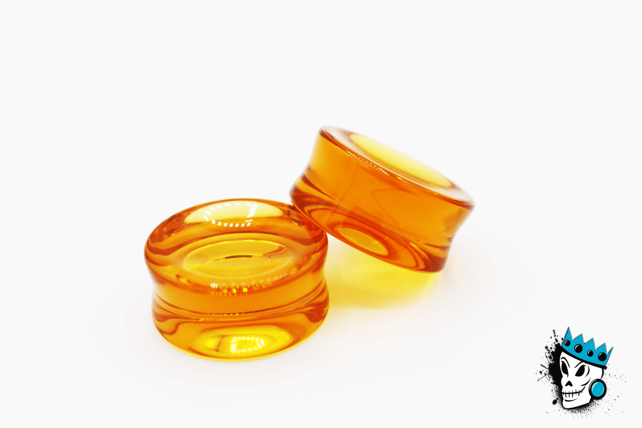 Honey Double Flare Concave Glass Plugs (2 gauge - 1 inch)