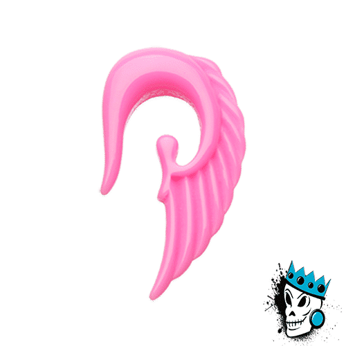 Pink Acrylic Angel Wing Hooks (14 gauge -0 gauge)