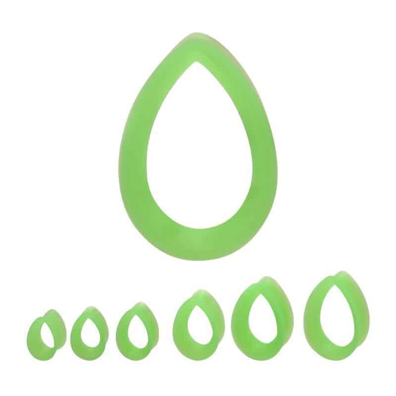 Green Teardrop Silicone Tunnels (1/2 inch - 1 inch)