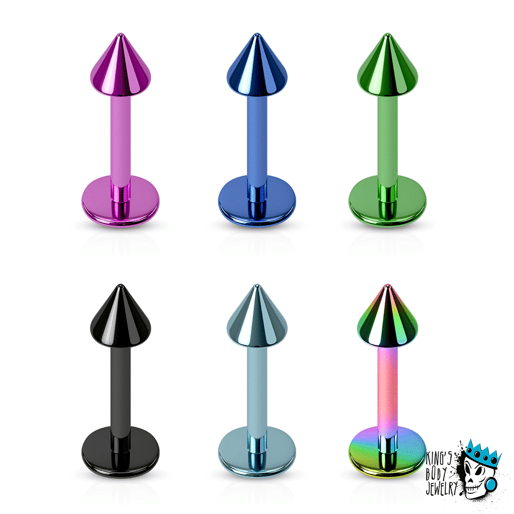 Anodized Labret Ring with Spike (16 gauge)
