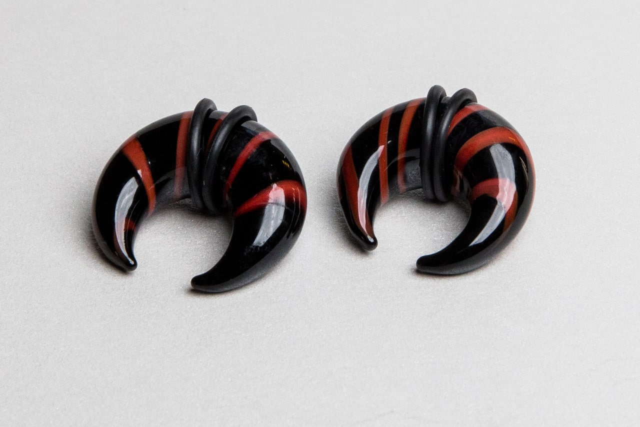 Black with Rust Stripe Glass Pinchers (8 gauge - 9/16 inch)