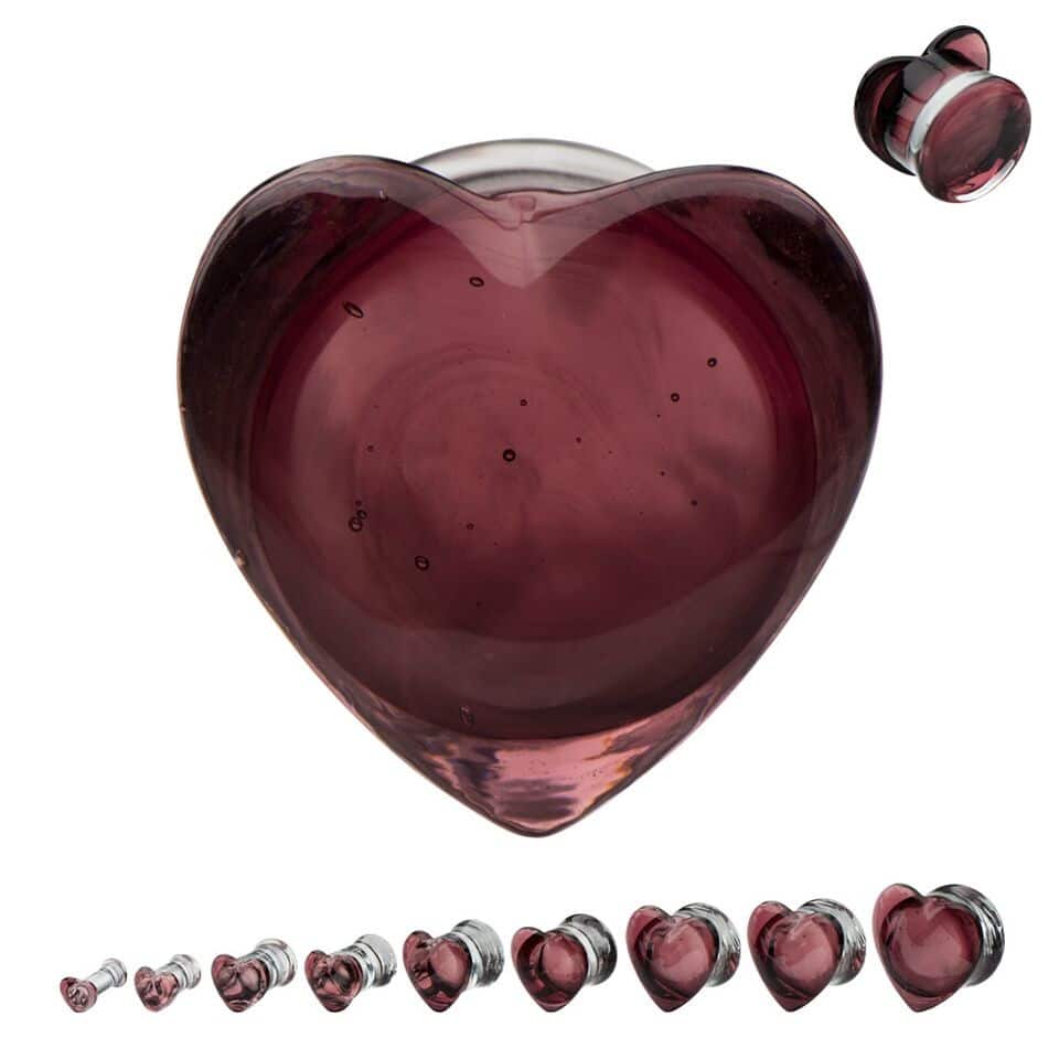 Purple Heart Glass Plugs (6 gauge - 5/8 inch)